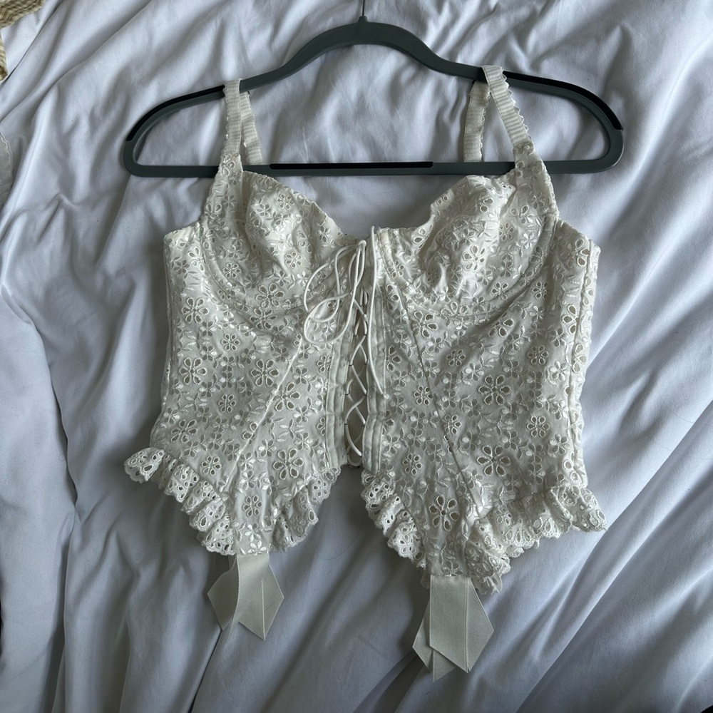 For Love & Lemons White Corset Top